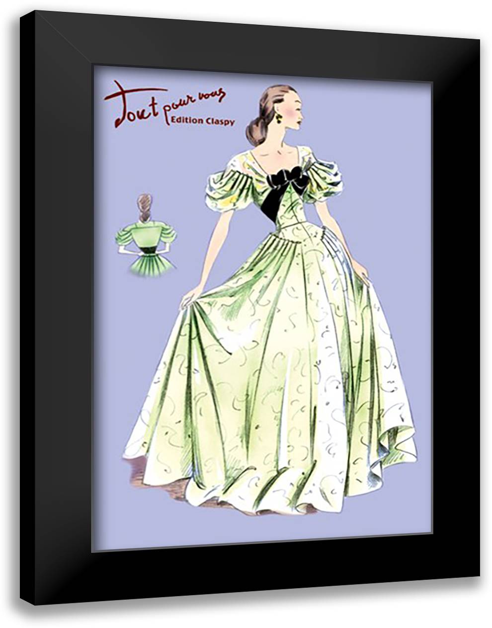 Pleated Lime Gown 16x22 Black Modern Wood Framed Art Print Poster