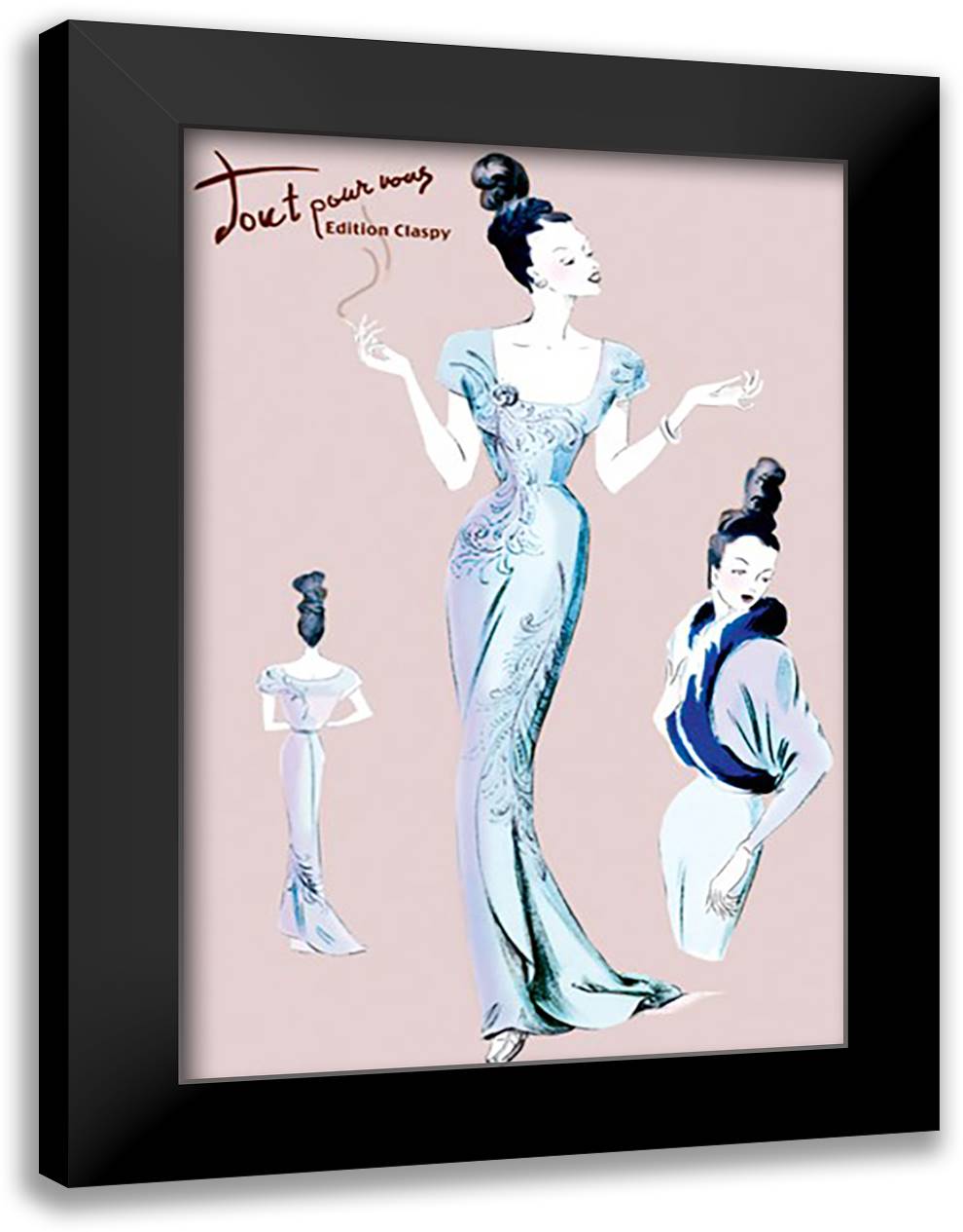 Elegance with an Up-Do 16x22 Black Modern Wood Framed Art Print Poster