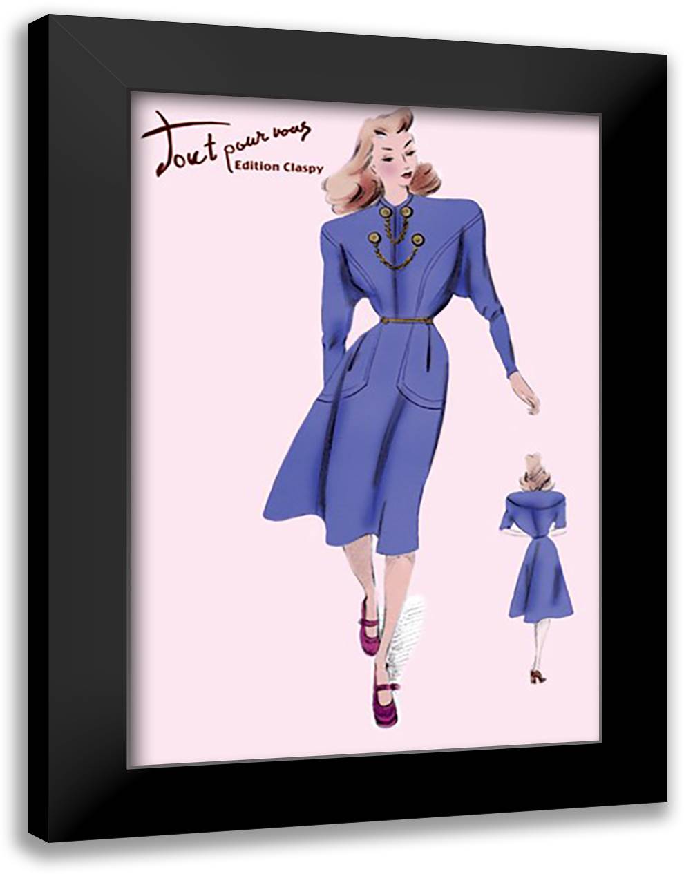 On the Go in Royal Blue 16x22 Black Modern Wood Framed Art Print Poster