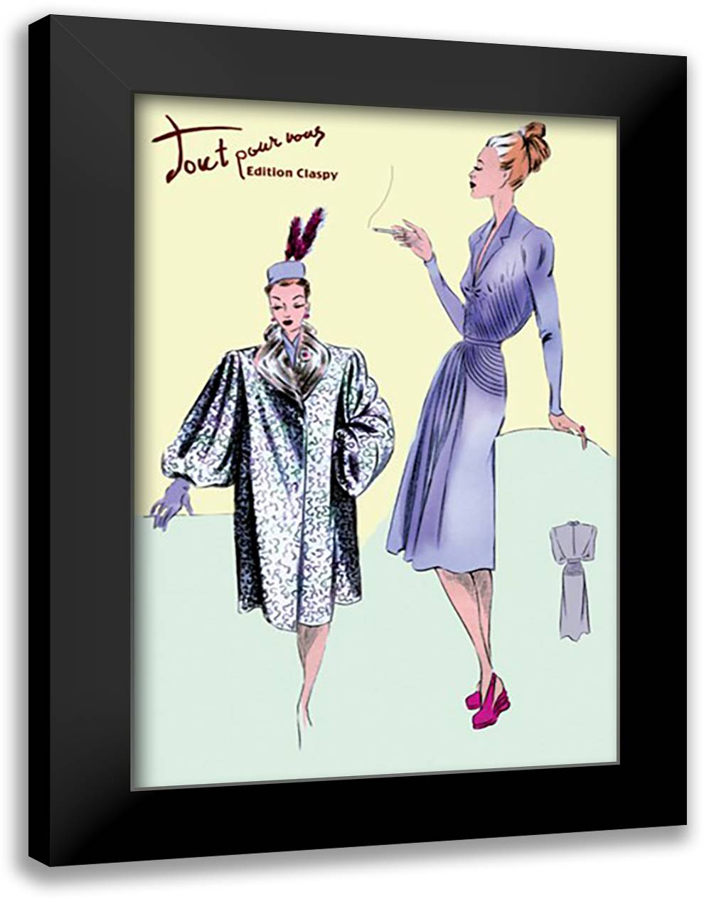 Dinner Dress and Overcoat 16x22 Black Modern Wood Framed Art Print Poster