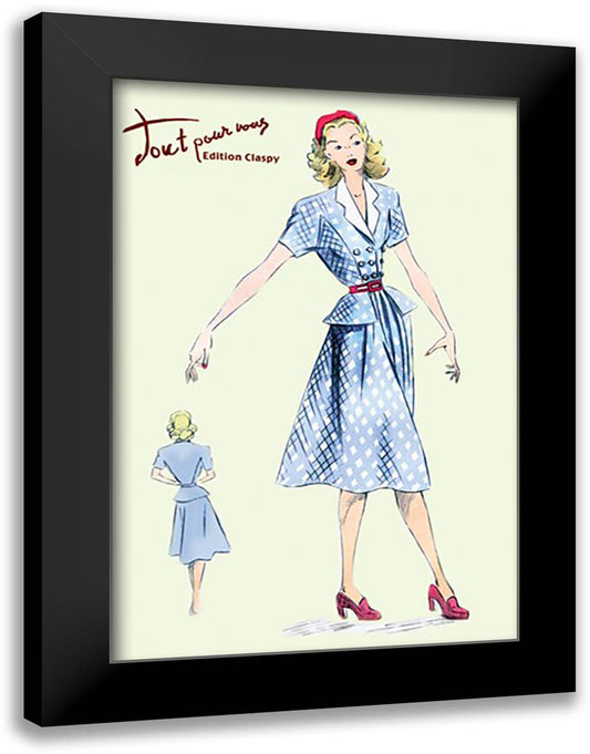 Daytime Dress in Plaid 16x22 Black Modern Wood Framed Art Print Poster