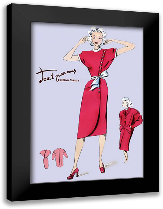 Red Dress with Matching Overcoat 16x22 Black Modern Wood Framed Art Print Poster