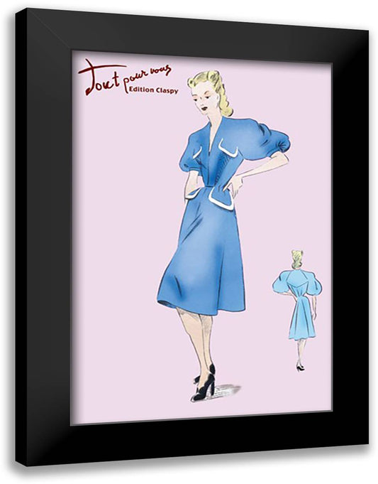 Casual Blue Dress 16x22 Black Modern Wood Framed Art Print Poster