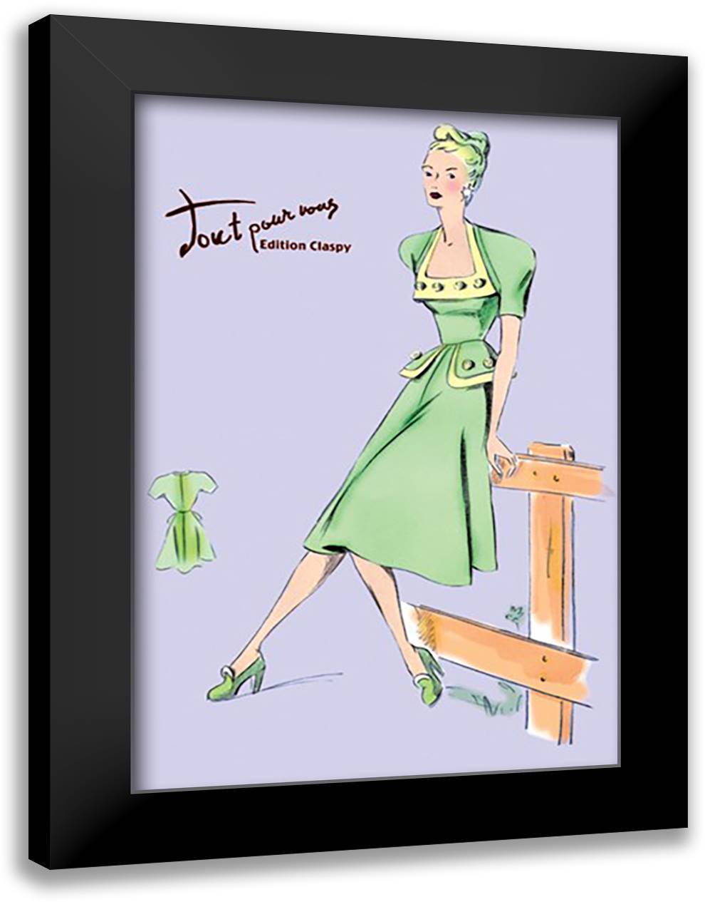 Pastel Summertime Fashion 16x22 Black Modern Wood Framed Art Print Poster