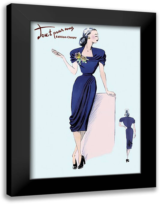 Royal Blue Dress with Corsage 16x22 Black Modern Wood Framed Art Print Poster