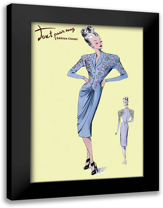 Floral Evening Dress 16x22 Black Modern Wood Framed Art Print Poster