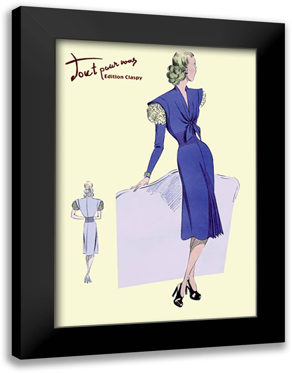 Dress Suit with Pleats 16x22 Black Modern Wood Framed Art Print Poster