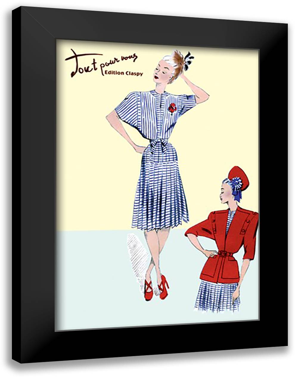 Pleated Sailor Dress with Jacket 16x22 Black Modern Wood Framed Art Print Poster