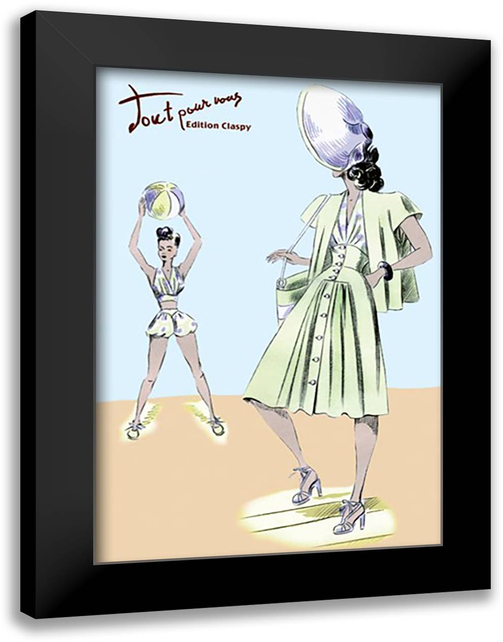 Sundress and Bathing Suit 16x22 Black Modern Wood Framed Art Print Poster