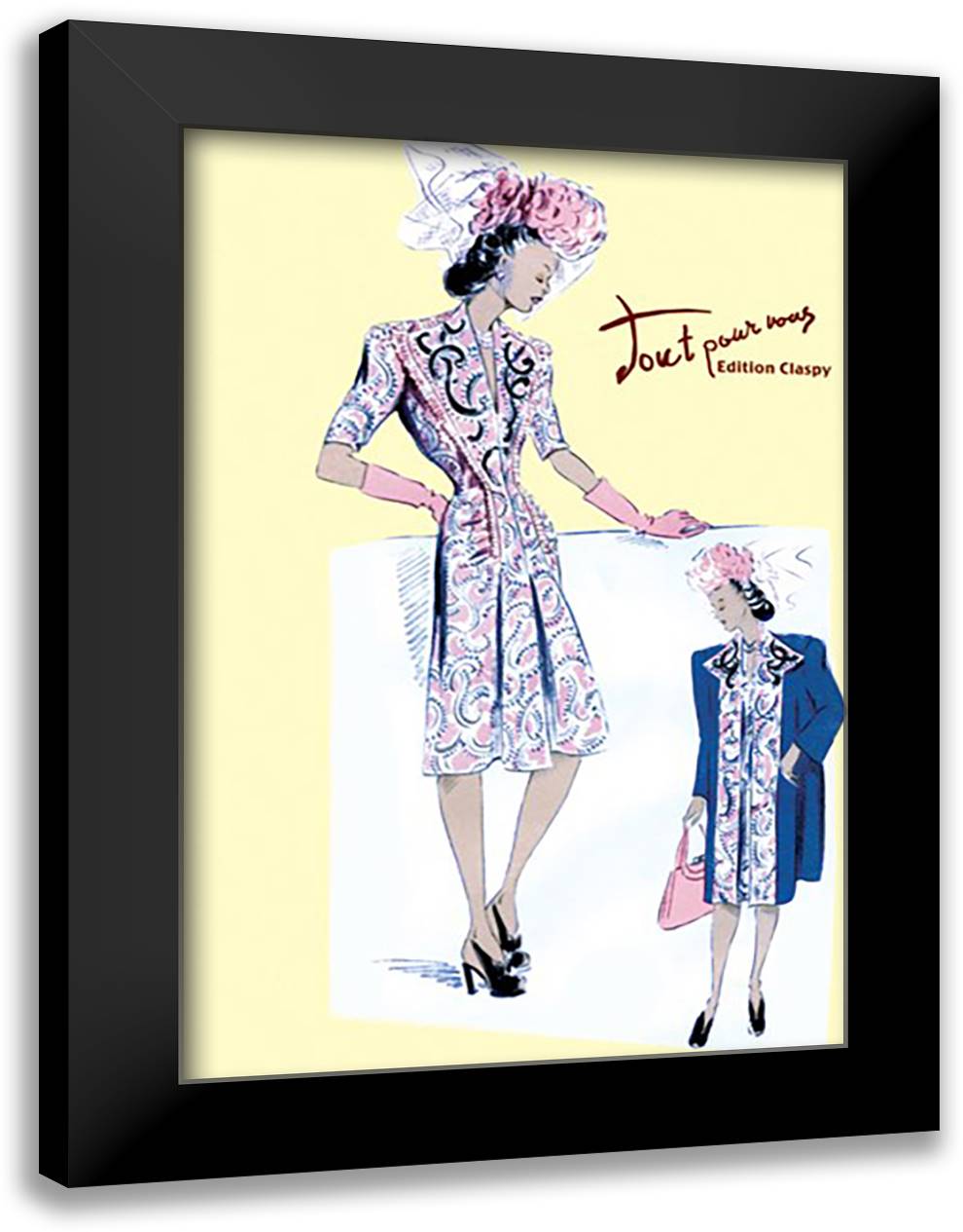 Paisley Dress with Hat, Gloves and Jacket 16x22 Black Modern Wood Framed Art Print Poster