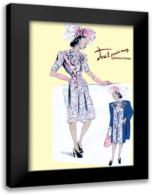 Paisley Dress with Hat, Gloves and Jacket 16x22 Black Modern Wood Framed Art Print Poster