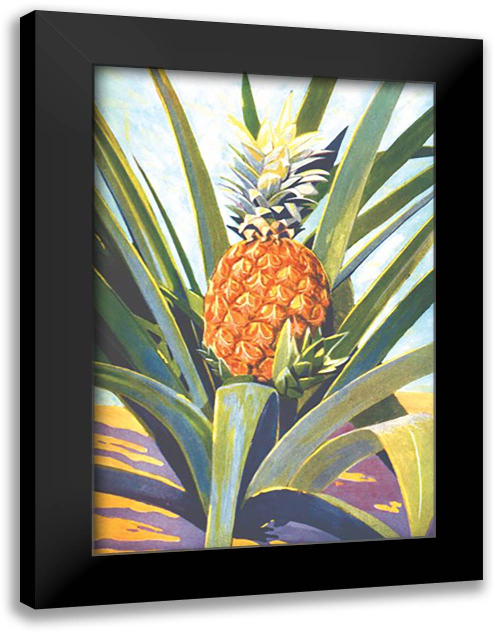 Pineapple 16x22 Black Modern Wood Framed Art Print Poster
