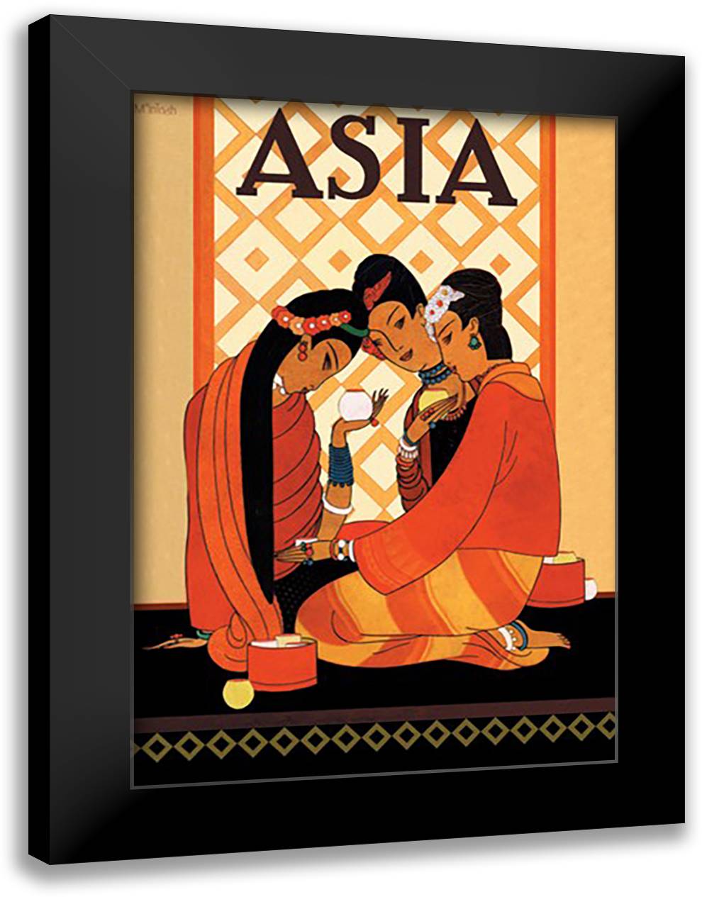 Asia Magazine: Burma - Gossip 16x22 Black Modern Wood Framed Art Print Poster by McIntosh, Frank