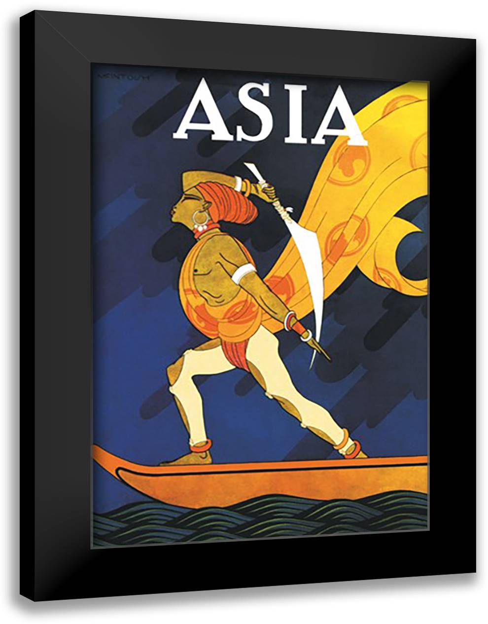 Asia Magazine: The Bark of the False Caliph 16x22 Black Modern Wood Framed Art Print Poster by McIntosh, Frank