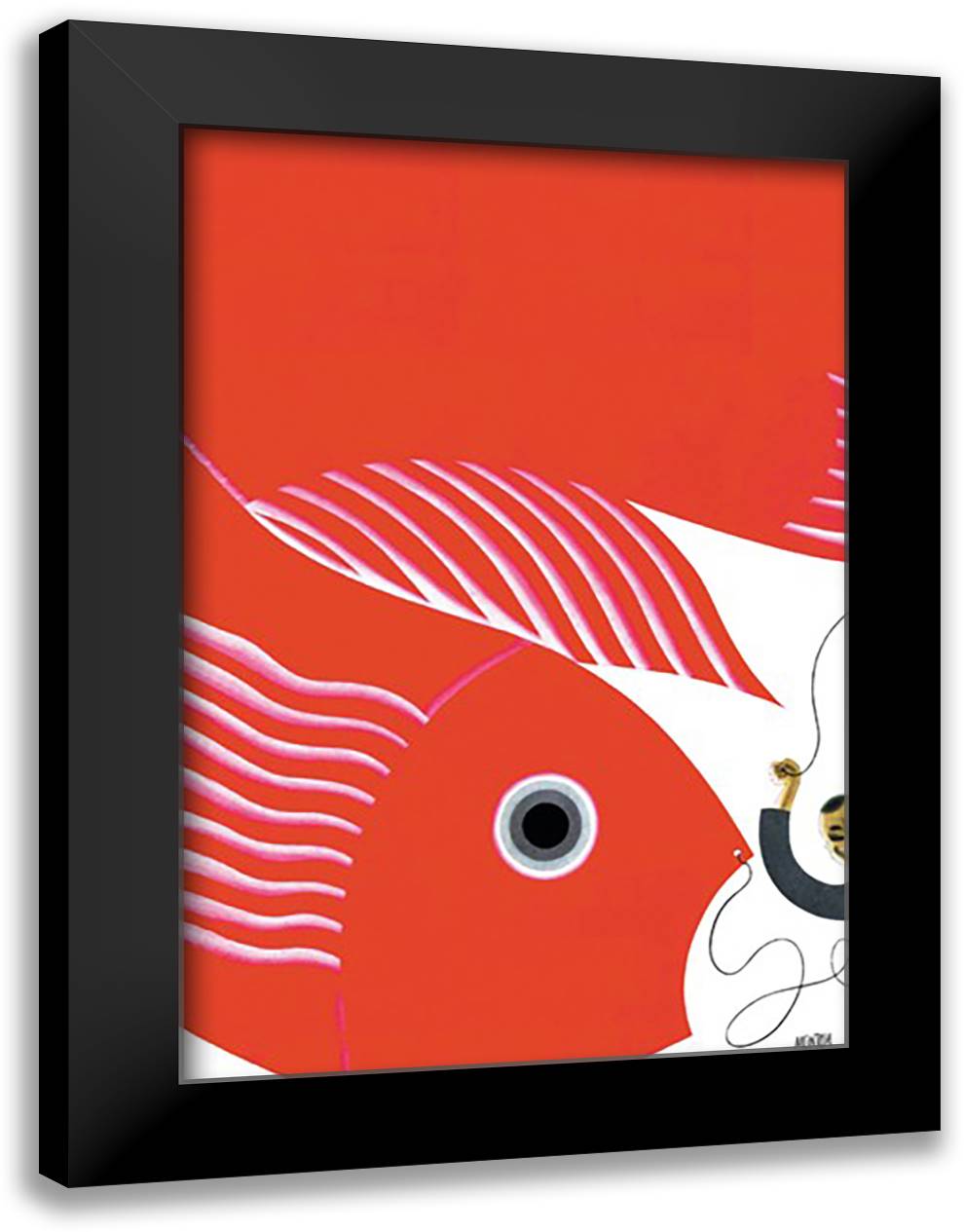 Asia Magazine: The Fish-Kite 16x22 Black Modern Wood Framed Art Print Poster by McIntosh, Frank