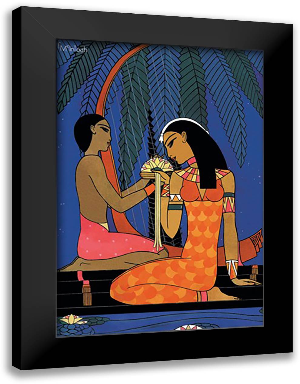 Asia Magazine: Egypt - The Lotus 16x22 Black Modern Wood Framed Art Print Poster by McIntosh, Frank