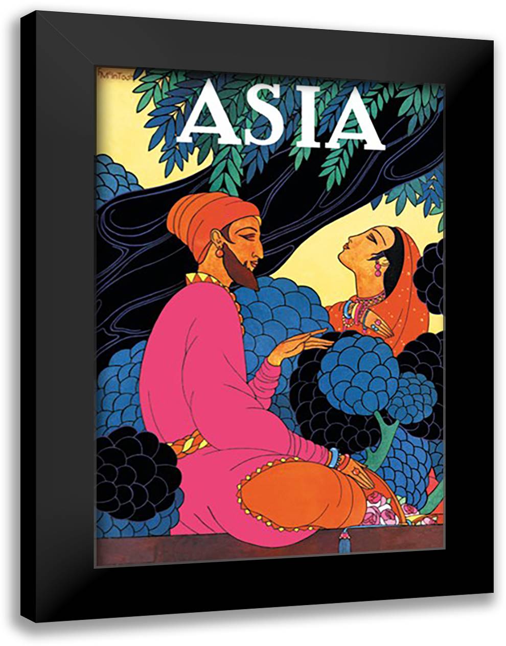 Asia Magazine: Persia - A Garden 16x22 Black Modern Wood Framed Art Print Poster by McIntosh, Frank