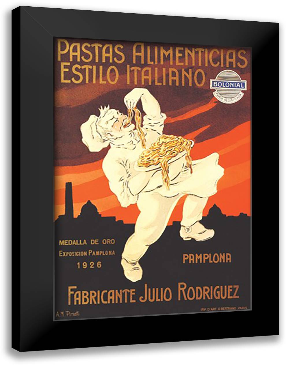 Pastas Alimenticias Estilo Italiano 16x22 Black Modern Wood Framed Art Print Poster by Pinetti
