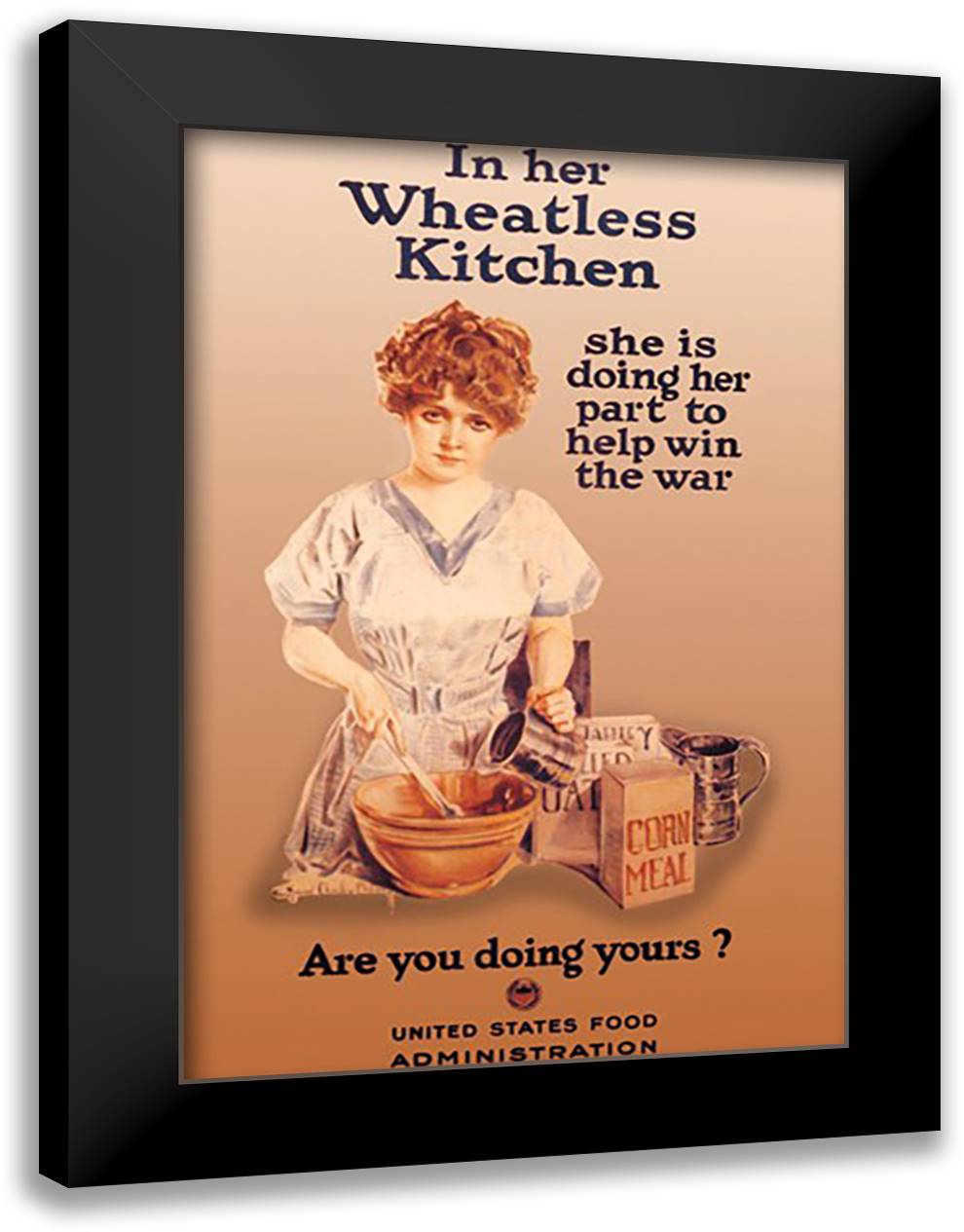 In her Wheatless Kitchen 16x22 Black Modern Wood Framed Art Print Poster by Christy, Howard