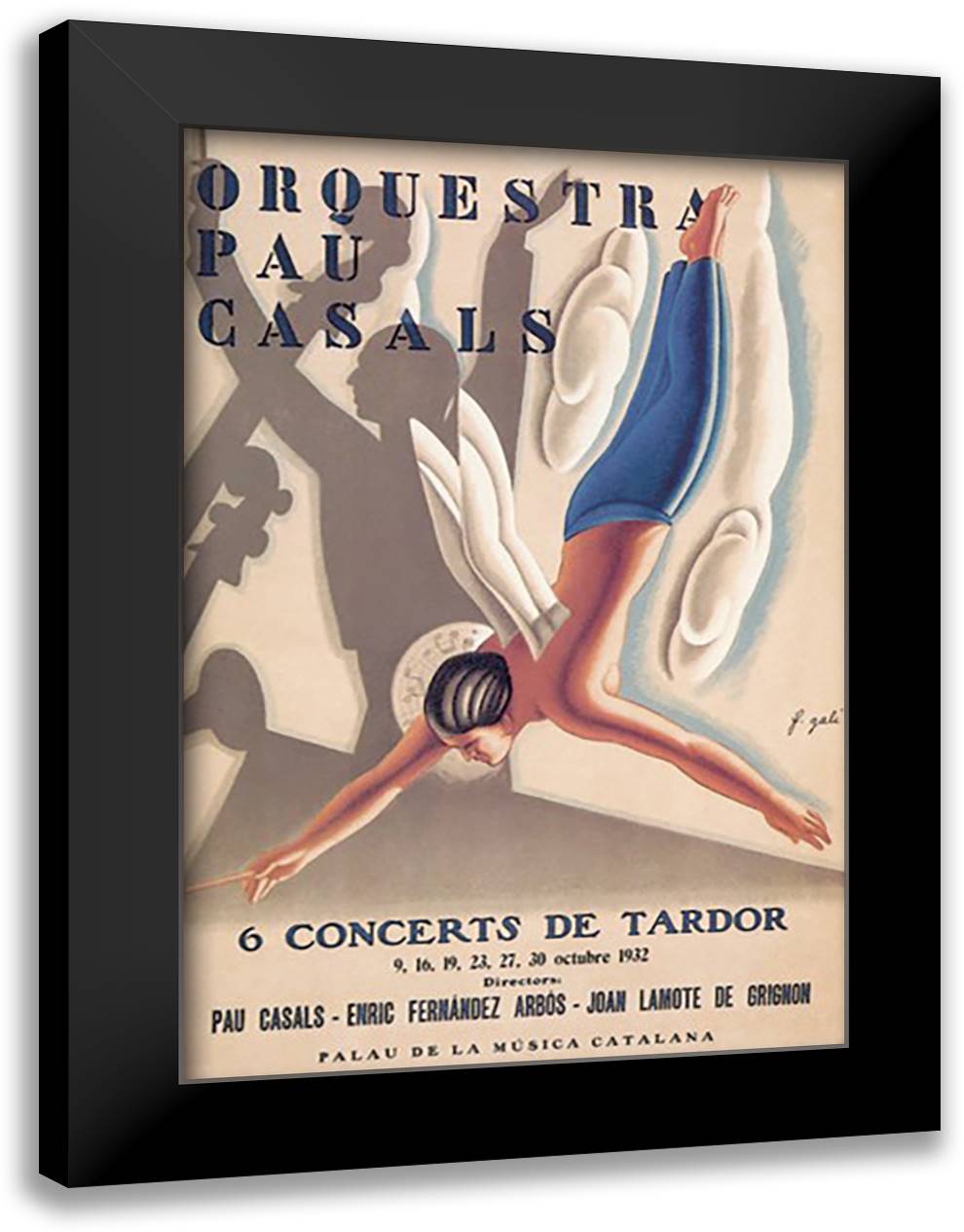 Orquestra Pau Casuals 16x22 Black Modern Wood Framed Art Print Poster by Gali