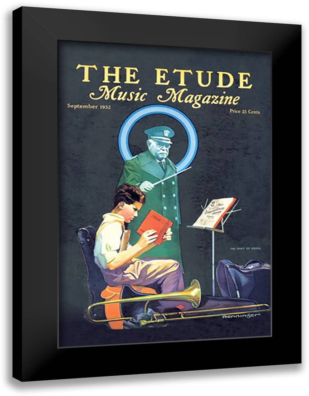 Etude: September 1932 16x22 Black Modern Wood Framed Art Print Poster by Renninger
