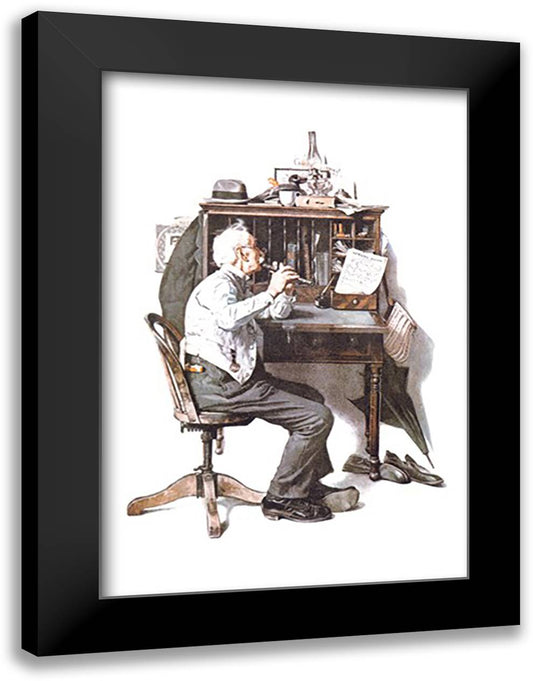 Music Practice 16x22 Black Modern Wood Framed Art Print Poster by Rockwell, Norman