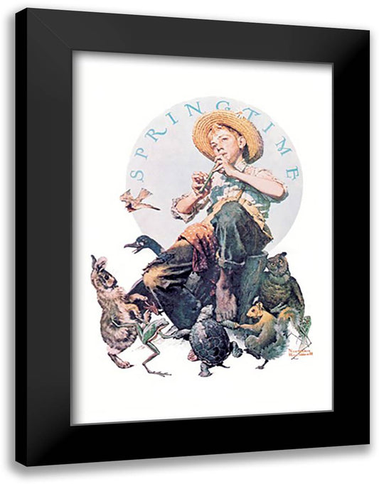 Springtime 16x22 Black Modern Wood Framed Art Print Poster by Rockwell, Norman