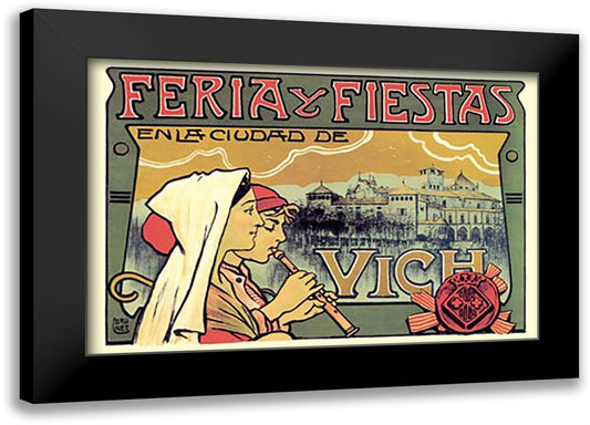 Feria y Fiestas 22x16 Black Modern Wood Framed Art Print Poster