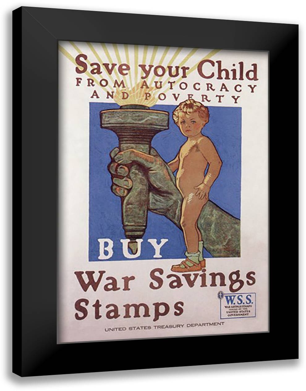 Save Your Child 16x22 Black Modern Wood Framed Art Print Poster by Paus, Herbert Andrew