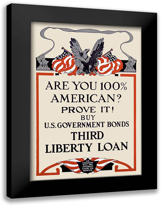 Are You 100% American? Prove It! 16x22 Black Modern Wood Framed Art Print Poster