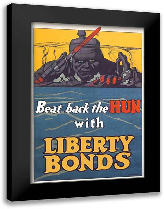 Beat Back The Hun With Liberty Bonds 16x22 Black Modern Wood Framed Art Print Poster