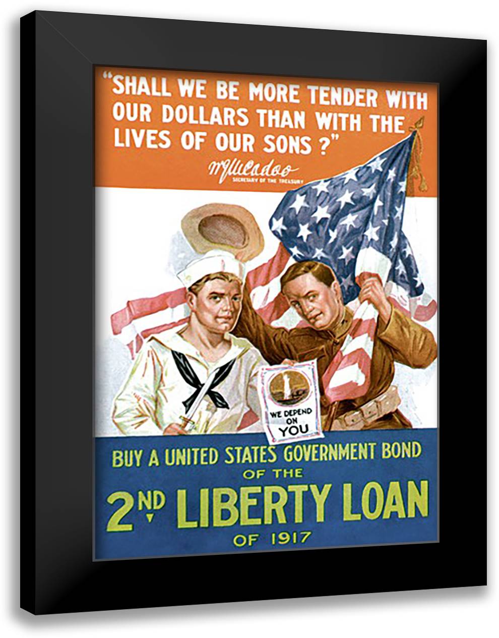 2nd Liberty Loan 16x22 Black Modern Wood Framed Art Print Poster