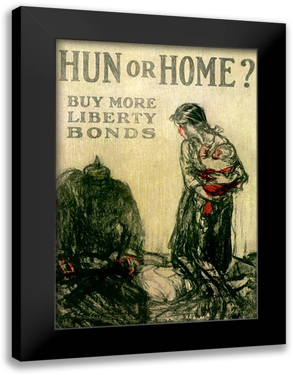 Hun or Home? 16x22 Black Modern Wood Framed Art Print Poster