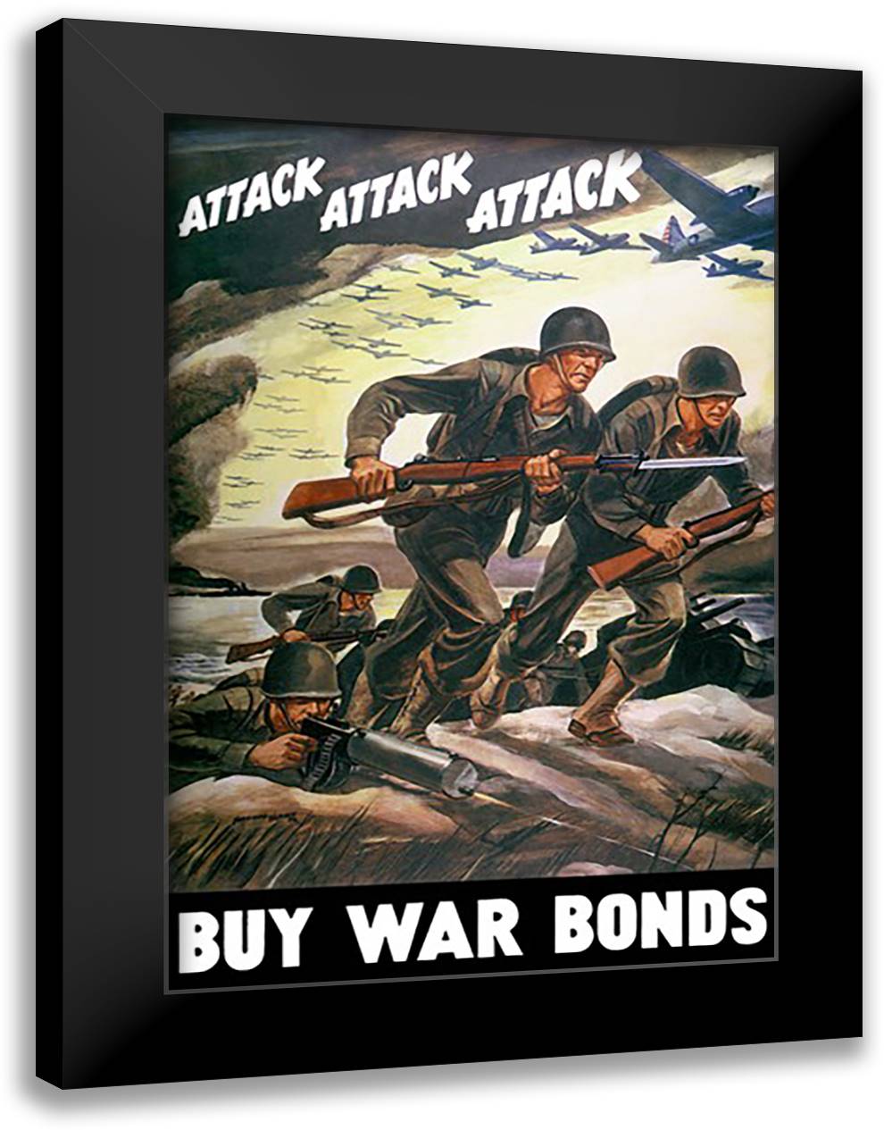 Attack Attack Attack 16x22 Black Modern Wood Framed Art Print Poster