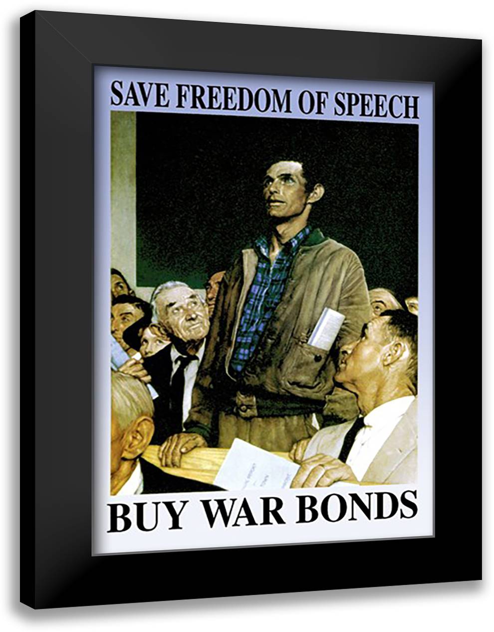 Save Freedom of Speech 16x22 Black Modern Wood Framed Art Print Poster by Rockwell, Norman