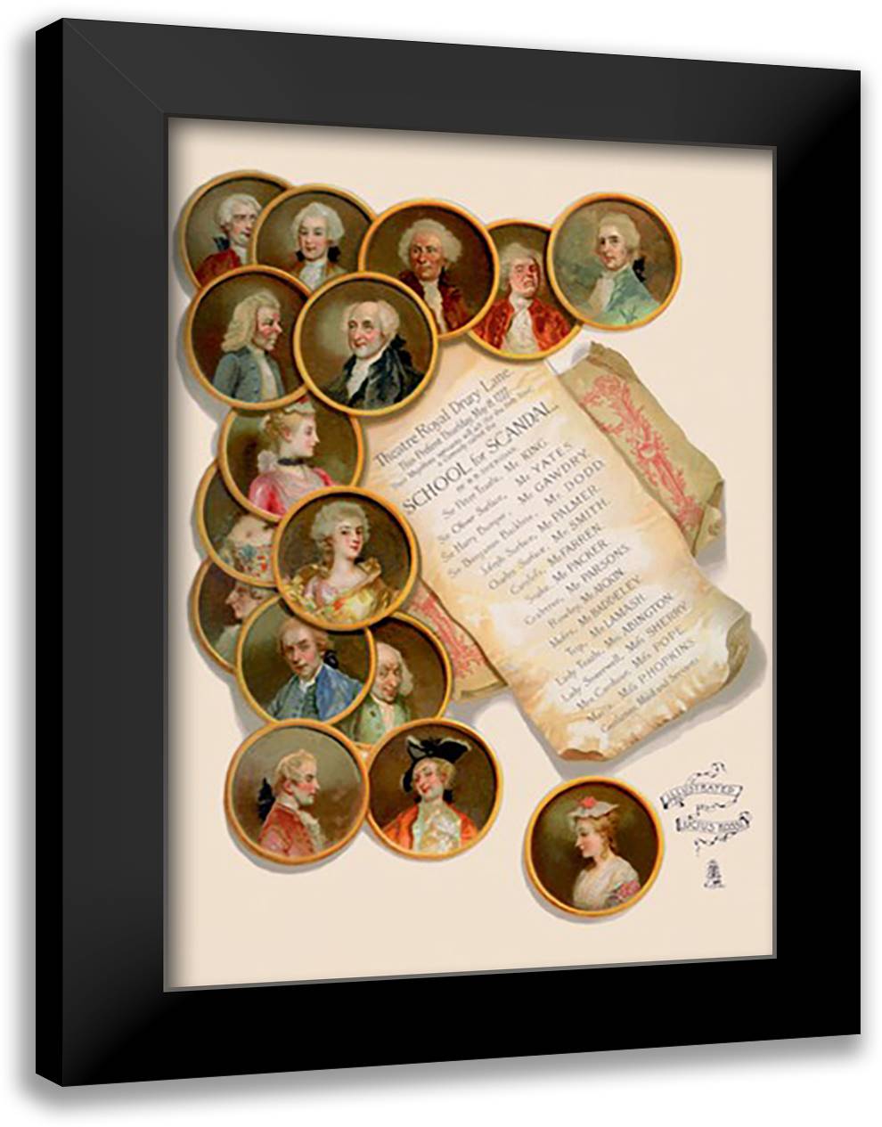 School For Scandal: Playbill 16x22 Black Modern Wood Framed Art Print Poster by Rossi, Lucius