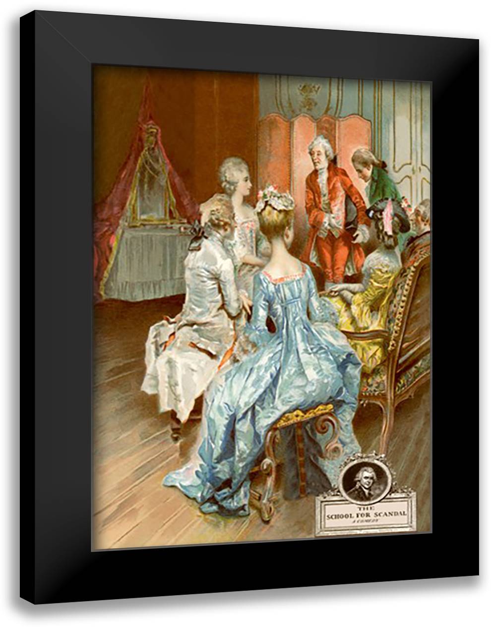 School For Scandal: A Comedy 16x22 Black Modern Wood Framed Art Print Poster by Rossi, Lucius