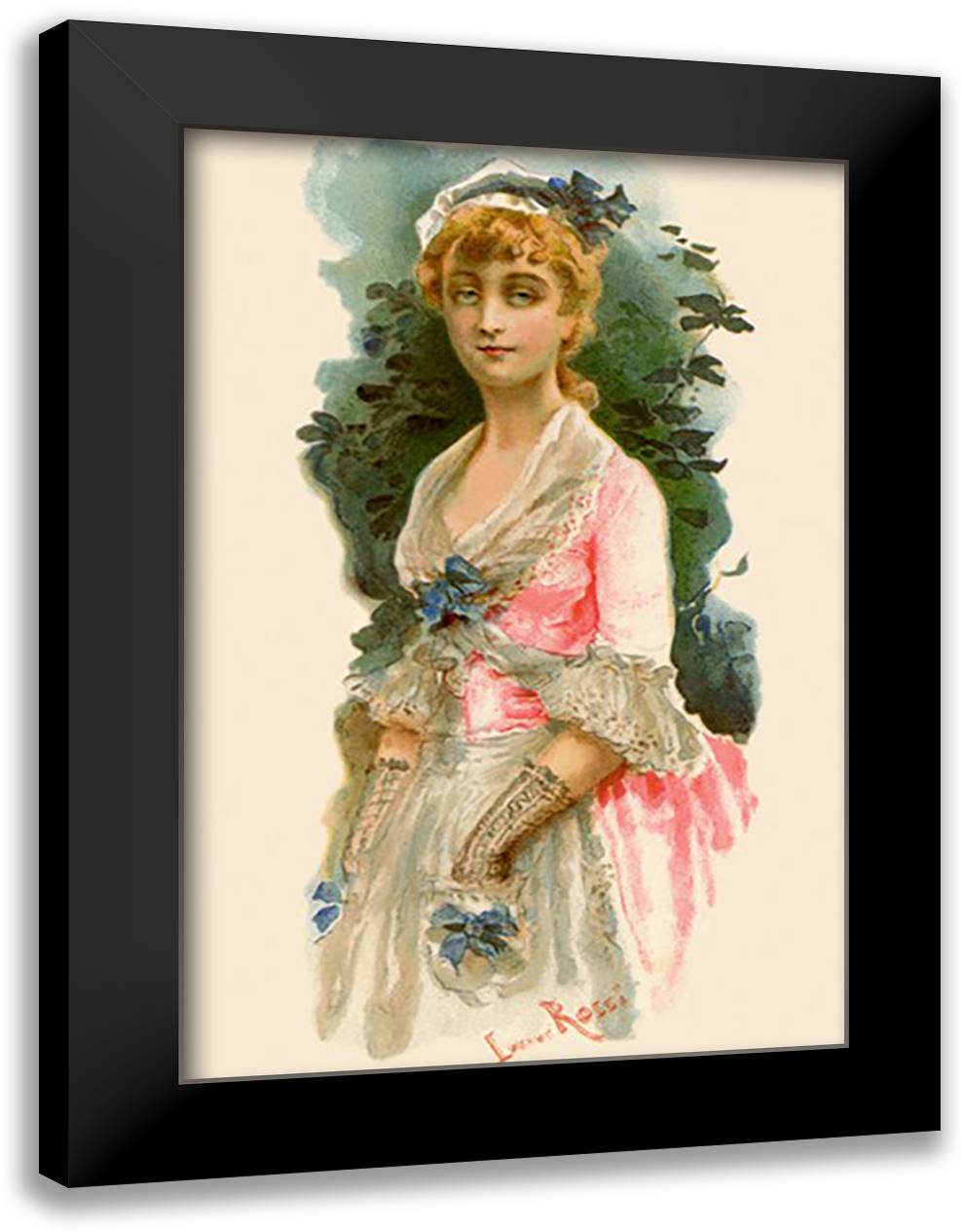 School For Scandal: Portrait #1 16x22 Black Modern Wood Framed Art Print Poster by Rossi, Lucius