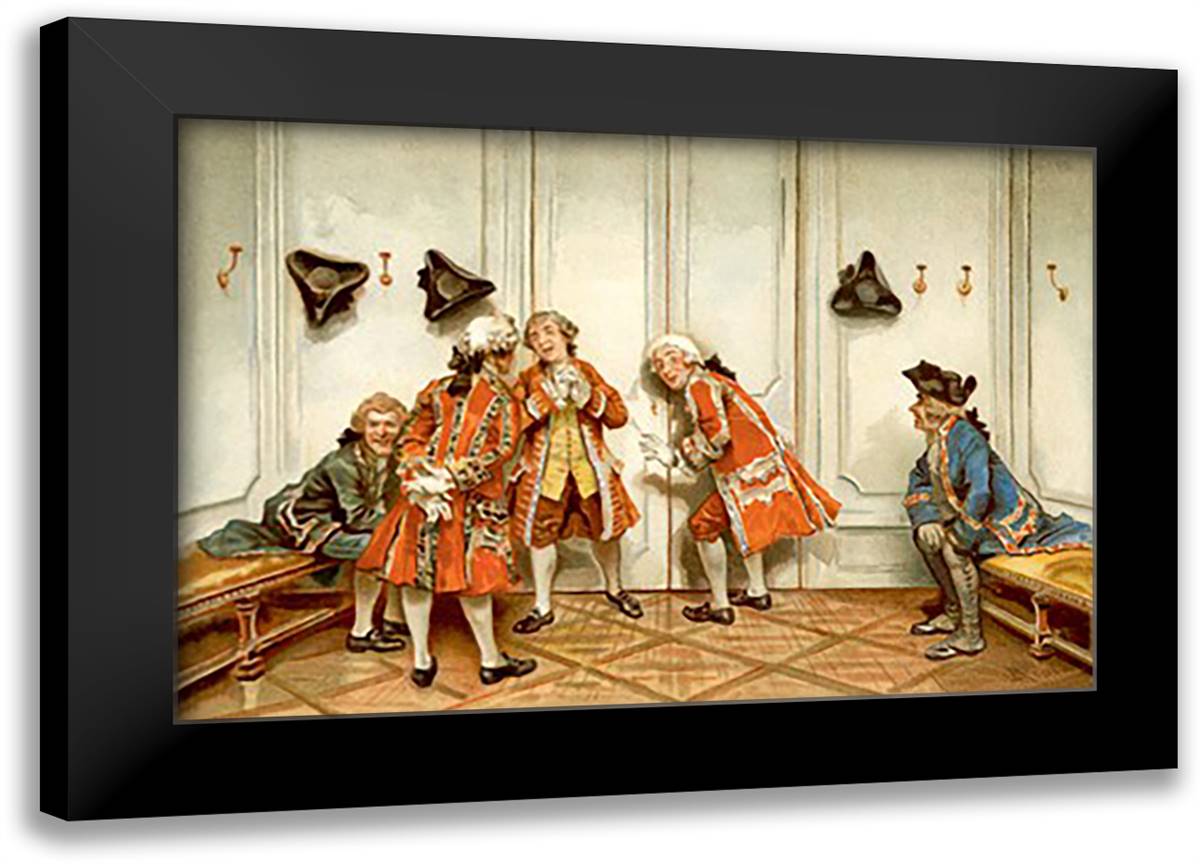 School For Scandal: Eavesdropping 22x16 Black Modern Wood Framed Art Print Poster by Rossi, Lucius