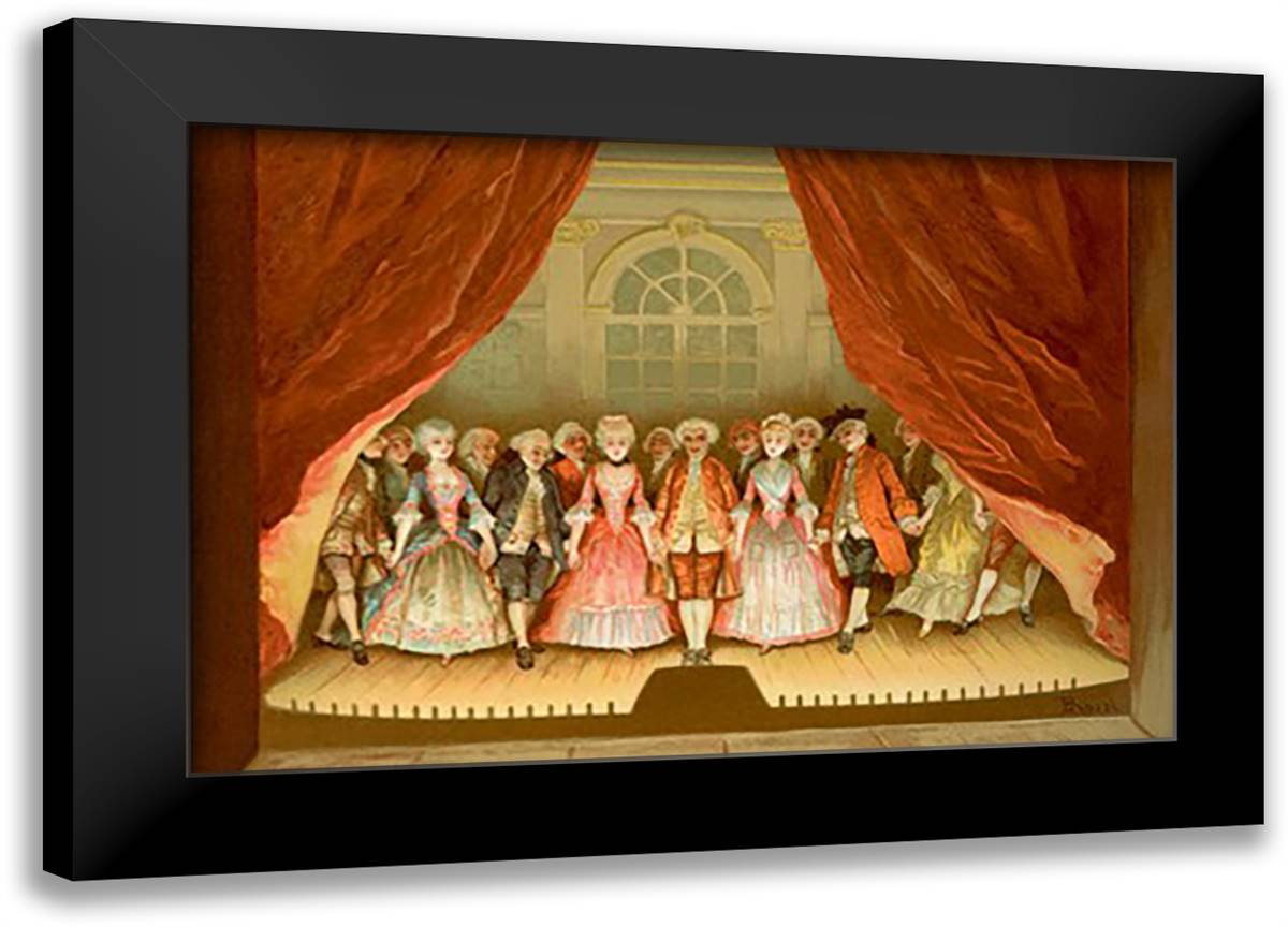 School For Scandal: Cast on Stage 22x16 Black Modern Wood Framed Art Print Poster by Rossi, Lucius
