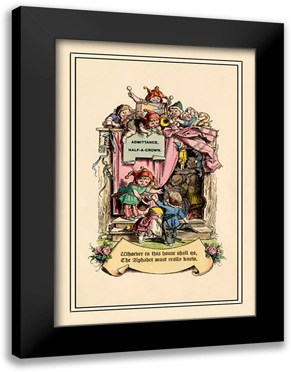 Little Lily's Alphabet: Admittance 16x22 Black Modern Wood Framed Art Print Poster by Pletsch, Oscar