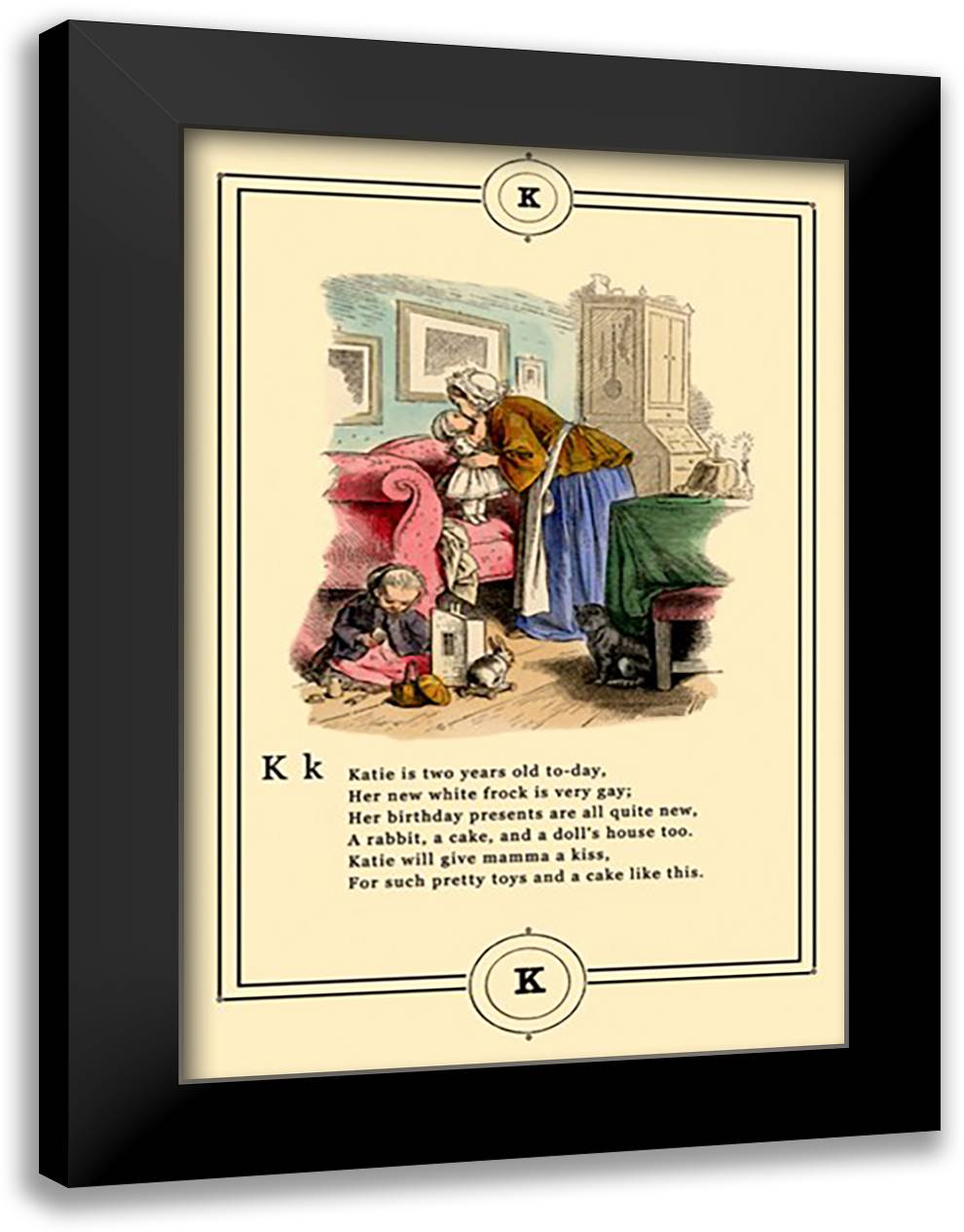 Little Lily's Alphabet: Katie 16x22 Black Modern Wood Framed Art Print Poster by Pletsch, Oscar