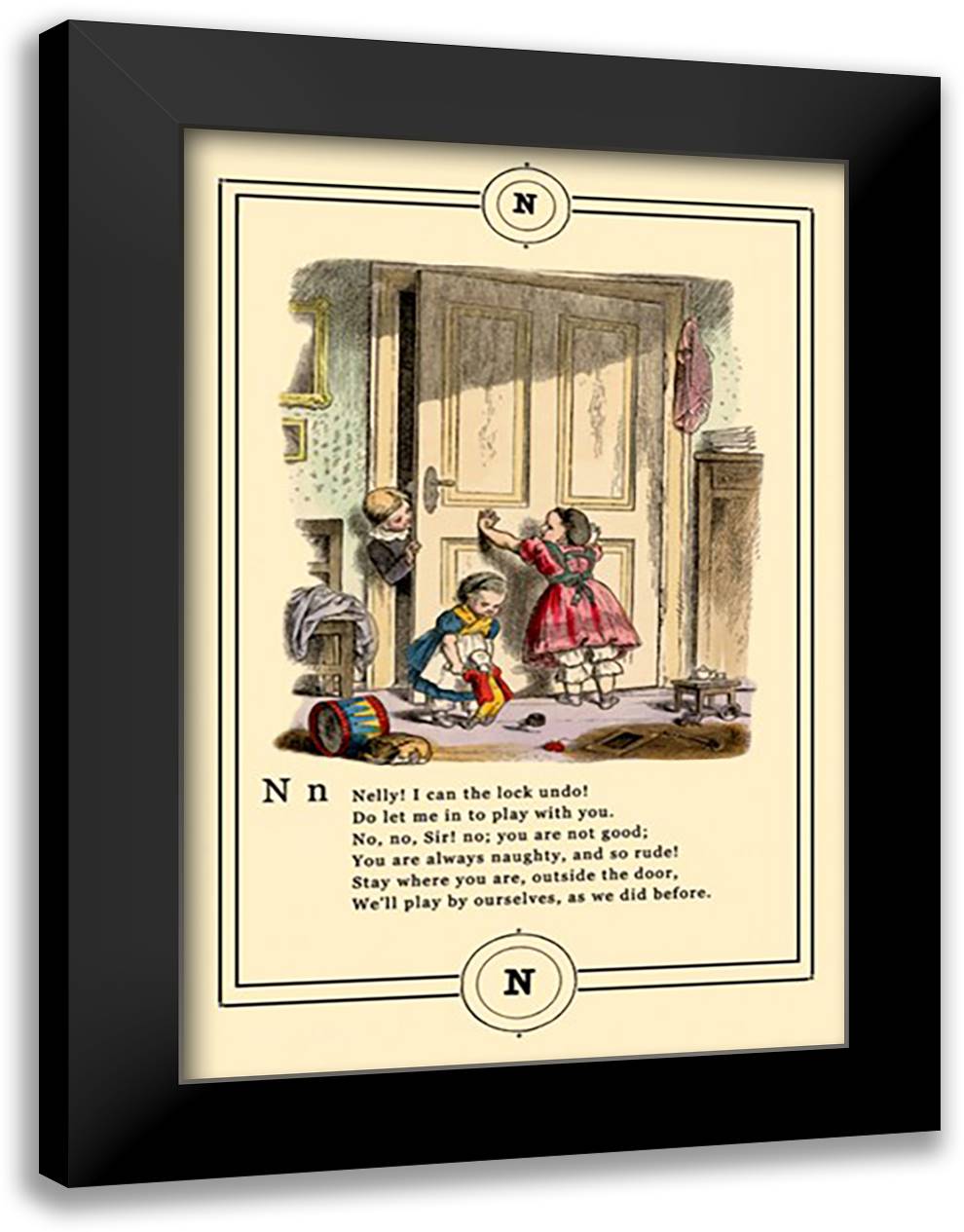 Little Lily's Alphabet: Nelly! 16x22 Black Modern Wood Framed Art Print Poster by Pletsch, Oscar