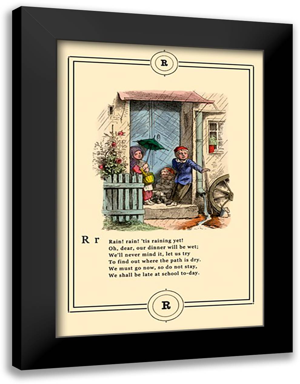 Little Lily's Alphabet: Rain! 16x22 Black Modern Wood Framed Art Print Poster by Pletsch, Oscar