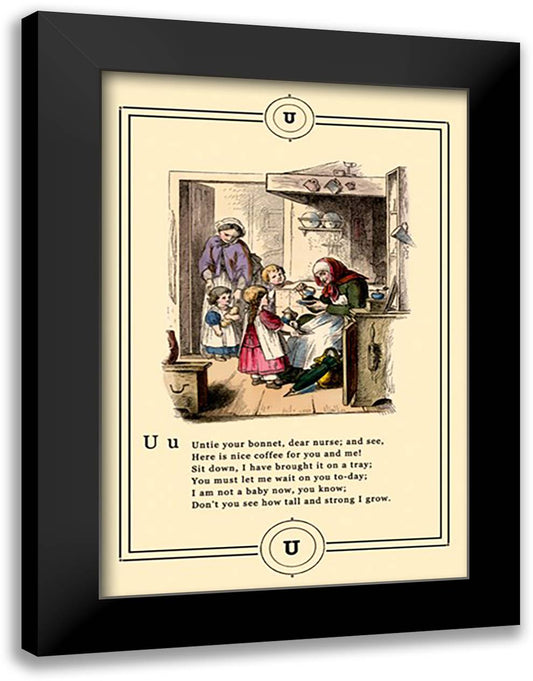 Little Lily's Alphabet: Untie Your Bonnet 16x22 Black Modern Wood Framed Art Print Poster by Pletsch, Oscar