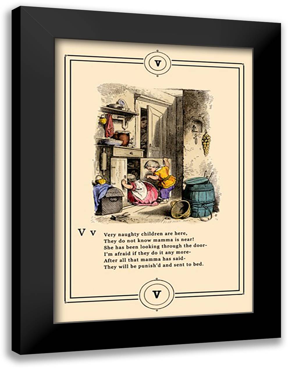 Little Lily's Alphabet: Very Naughty Children 16x22 Black Modern Wood Framed Art Print Poster by Pletsch, Oscar