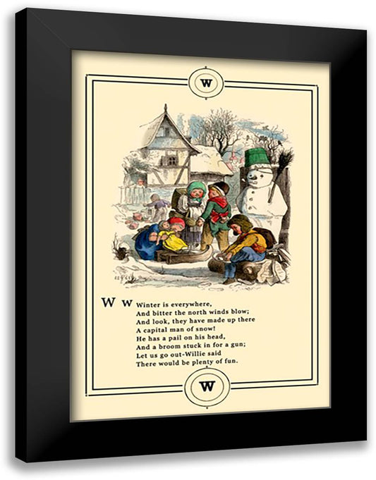 Little Lily's Alphabet: Winter is Everywhere 16x22 Black Modern Wood Framed Art Print Poster by Pletsch, Oscar