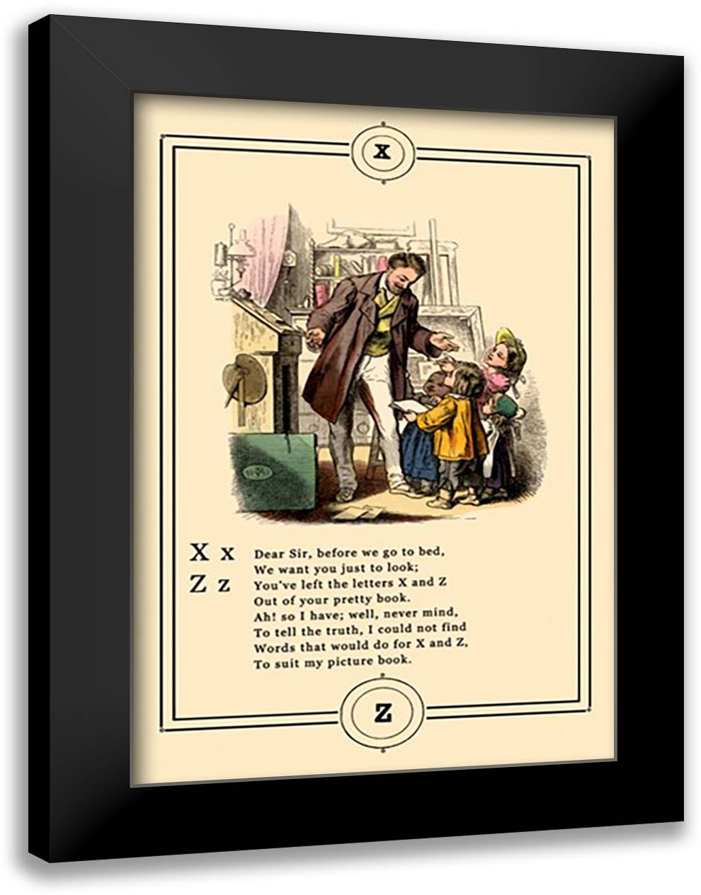 Little Lily's Alphabet: X and Z 16x22 Black Modern Wood Framed Art Print Poster by Pletsch, Oscar