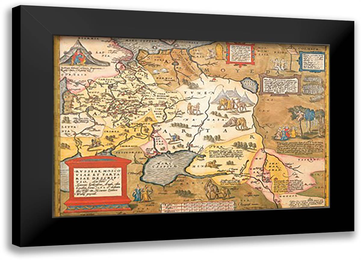 Map of Russia 22x16 Black Modern Wood Framed Art Print Poster by Ortelius, Abraham