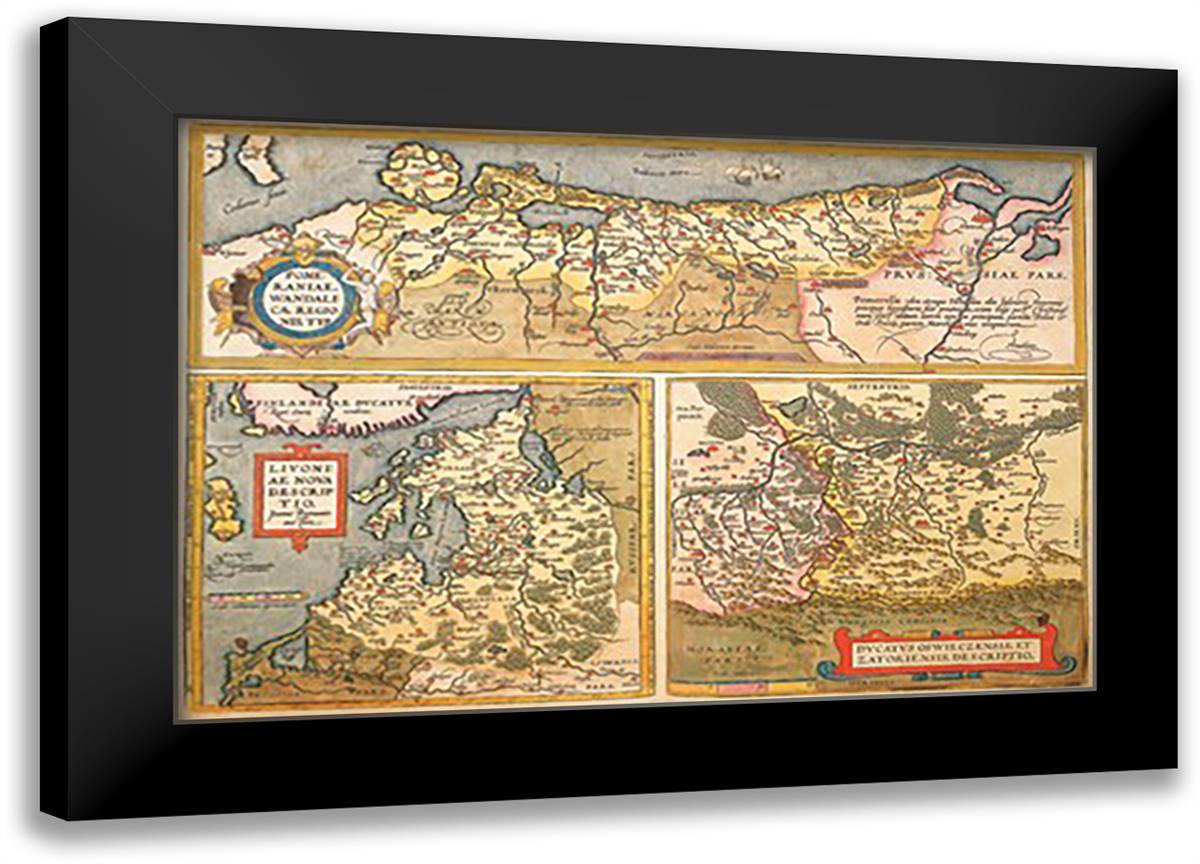 Maps of Eastern Europe and Russia 22x16 Black Modern Wood Framed Art Print Poster by Ortelius, Abraham
